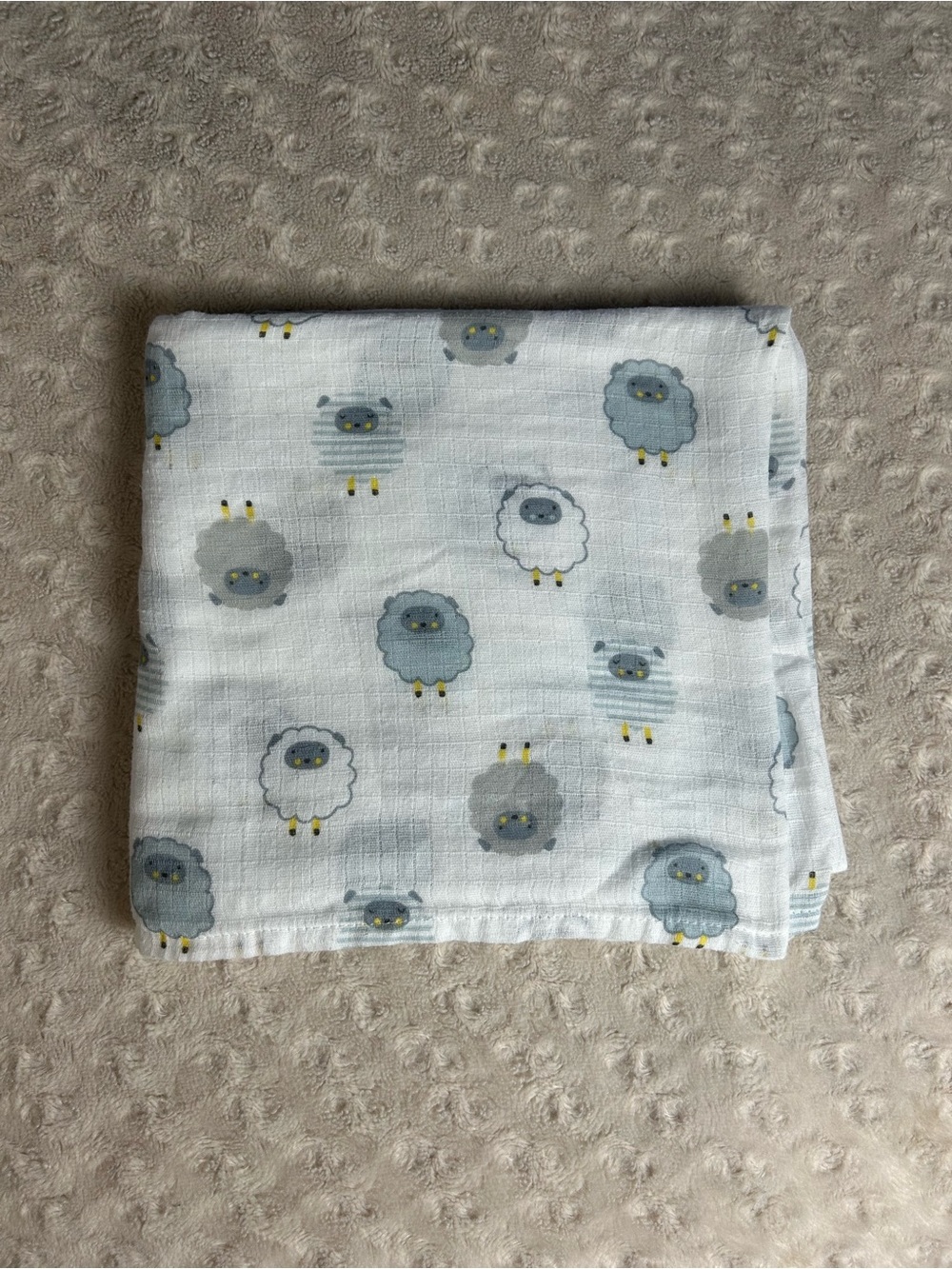 Ideal Baby by Aden + Anais Lamb Sheep Baby Swaddle Blanket Gray White Blue